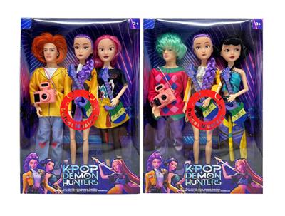 第3代K-POP 猎魔 带灯光音乐11.5寸12关节实身猎魔女团，猎魔男团4人混装带吉他锣鼓套装混装 - OBL10427751