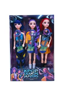 11.5寸12关节实身带灯光音乐猎魔女团，猎魔男团三人混装带吉他带照相机带音乐套装带卡片 - OBL10427755