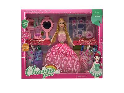 高档11.5寸活手实身时装婚纱芭比带小皇冠吸塑配件和 梳子镜子包包吊裙 - OBL10427954