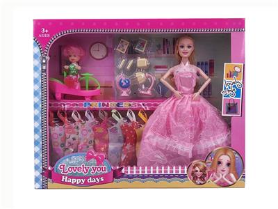 高档11.5寸9关节实身大婚纱芭比带推车3寸仔和台灯吸塑配件吊裙 - OBL10427968