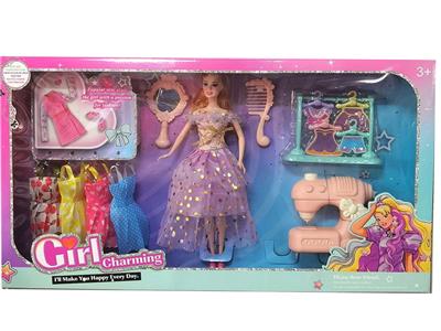 高档11.5寸活手实身大婚纱芭比带梳子镜子衣架吸塑和大缝纫机配件吊裙 - OBL10427978