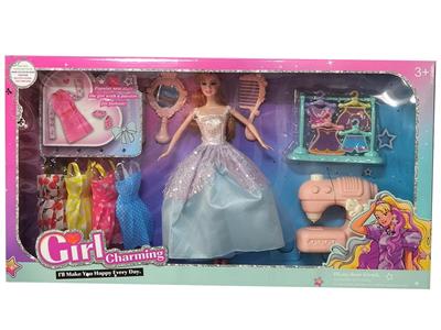 高档11.5寸活手实身大婚纱芭比带梳子镜子衣架吸塑和大缝纫机配件吊裙 - OBL10427979