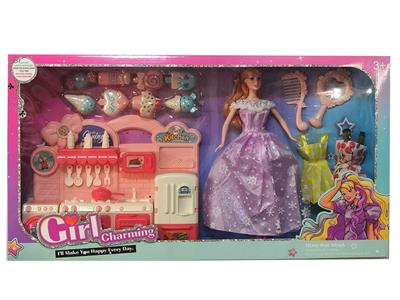 高档11.5寸活手实身大婚纱芭比带梳子镜子大橱柜配件冰淇淋配件吸塑 - OBL10427980