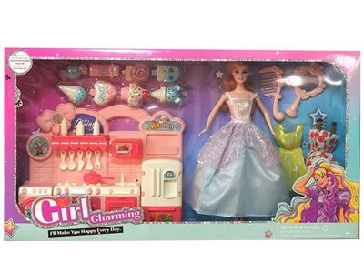 高档11.5寸活手实身大婚纱芭比带梳子镜子大橱柜配件冰淇淋配件吸塑 - OBL10427981