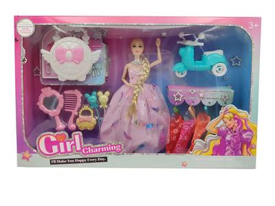 高档11.5寸9关节实身大婚纱芭比带梳子镜子配件吸塑摩托车配件和爱心包包 - OBL10427982