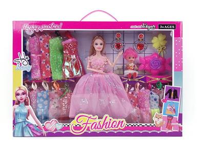 高档11.5寸9关节实身大婚纱芭比带3寸仔花花夹配件梳子吊裙 - OBL10427988