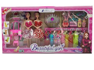 高档11.5寸9关节实身时装芭比2只带大皇冠衣架吸塑配件和大皇冠梳妆台套装吊裙 - OBL10427992