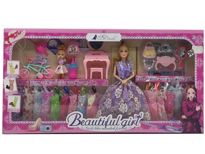 高档11.5寸9关节实身婚纱芭比带3寸仔梳妆台单车帽子梳子镜子吸塑配件吊裙 - OBL10427994