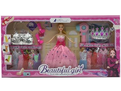 高档11.5寸活手实身大婚纱芭比带包包鞋子大皇冠盒吹风机配件 - OBL10427995