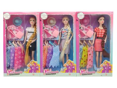 高档11.5寸9关节实身时装芭比带包包帽子配件吊裙 - OBL10428010