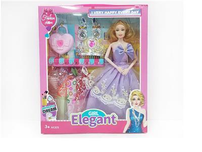 高档11.5寸9关节实身时装婚纱芭比带皇冠爱心包包吊衣配件 - OBL10428021
