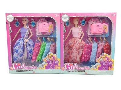 高档11.5寸9关节实身时装婚纱芭比带大相机和大耳环吊裙2款混装 - OBL10428028