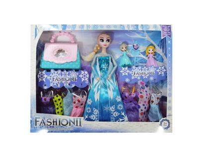 高档11.5寸实身12关节冰雪公主带大型包包和小冰雪公主2只和魔术棒吊裙 - OBL10428048