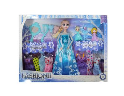 高档11.5寸实身12关节冰雪公主带大梳子镜子和小冰雪公主2只和魔术棒吊裙 - OBL10428049