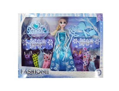 高档11.5寸实身12关节冰雪公主带大皇冠和魔术棒梳子包包吊裙配件 - OBL10428050