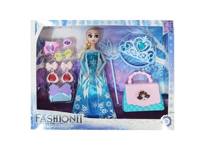 高档11.5寸实身12关节冰雪公主带打扮耳环吸塑和大包包大皇冠和魔术棒吸塑配件 - OBL10428053