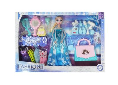 高档11.5寸实身12关节冰雪公主带大梳子镜子吸塑配件和大包包化妆吸塑包包 - OBL10428058