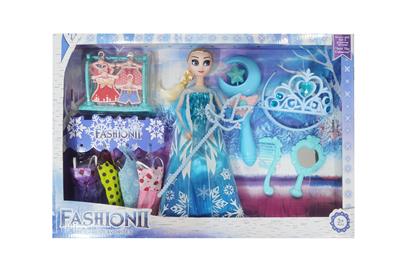 高档11.5寸实身12关节冰雪公主带衣架吸塑大皇冠梳子镜子魔术棒配件吊裙 - OBL10428059