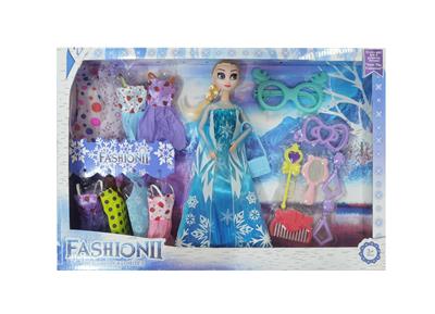 高档11.5寸实身12关节冰雪公主带大眼镜和打扮梳子吸塑配件包包吊裙 - OBL10428062