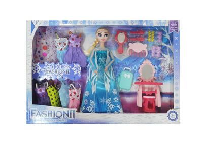 高档11.5寸实身12关节冰雪公主带打扮吸塑配件和梳妆台套装配件行李箱配件吊裙 - OBL10428064