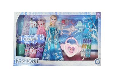 高档11.5寸实身12关节冰雪公主带大型爱心包包和鞋子打扮吸塑配件和脚踏车吸塑配件 - OBL10428066