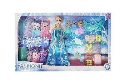 高档11.5寸实身12关节冰雪公主带打扮吸塑配件和大眼镜小冰雪公主2只梳子镜子包包吊裙 - OBL10428067