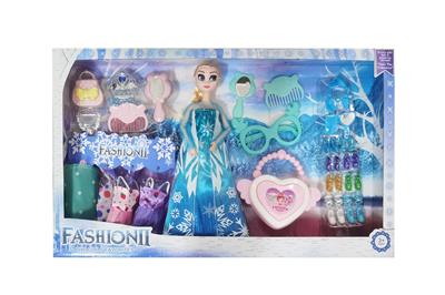 高档11.5寸实身12关节冰雪公主带打扮吸塑配件和大眼镜大型爱心包包鞋子吸塑配件吊裙 - OBL10428068