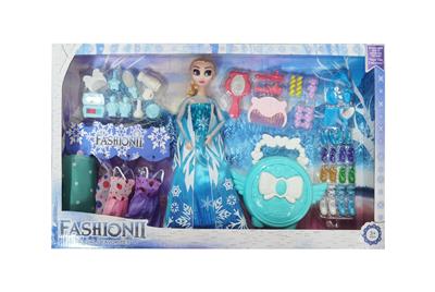 高档11.5寸实身12关节冰雪公主带大型爱心包包和打扮吸塑配件鞋子吸塑配件吊裙 - OBL10428070