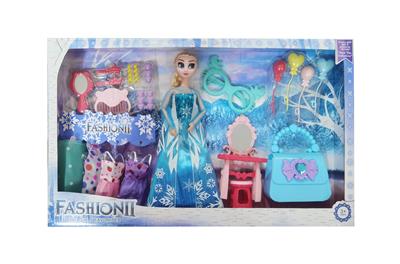 高档11.5寸实身12关节冰雪公主带大型包包和气球吸塑大眼镜打扮吸塑配件梳妆套装吊裙 - OBL10428071