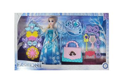 高档11.5寸实身12关节冰雪公主带大型包包和打扮配件吸塑和大皇冠魔术棒配件 - OBL10428073