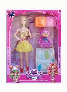 11.5寸实心芭比娃娃活动关节（大脚）（鞋子）+小熊玩具吸塑  套装 - OBL10428647