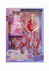 11.5寸实心芭比娃娃活动关节+ 6件衣服 套装 - OBL10428652