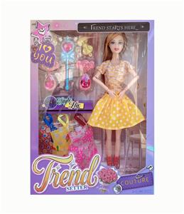 11.5寸实心芭比娃娃活动关节（大脚）（鞋子）+耳环吸塑 +3件衣服  套装 - OBL10428655