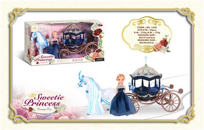 电动小马+古典马车+18CM实心关节公仔                                                                                                                                                     马叫声马蹄声（2粒5号电池不包） - OBL10429163