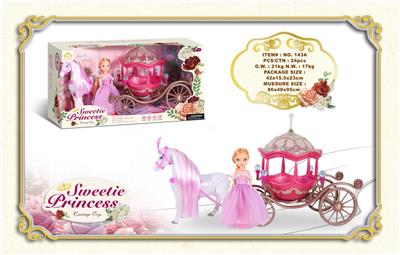 电动小马+古典马车+18CM实心关节公仔                                                                                                                                                     马叫声马蹄声（2粒5号电池不包） - OBL10429164