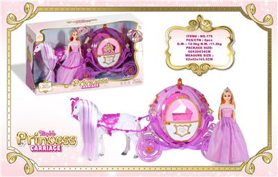 电动大马+大南瓜车+29CM实身公仔 
马叫声马蹄声（3节5号电池,不包）
 南瓜车2色闪光（2节5号AA电池,不包） - OBL10429197