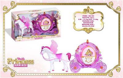 电动飞马+大南瓜车                                      马叫声马蹄声(4节5号电池,不包)                                                       南瓜车2色闪光（2节5号AA电池,不包） - OBL10429200