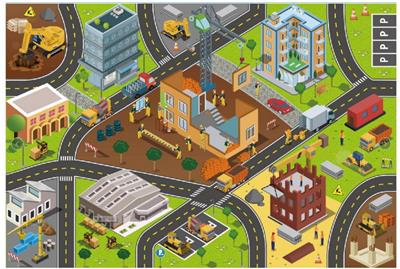 城市建设超大地图
145X98CM
无纺布，
加厚耐压耐皱，
可做地毯 - OBL10429868