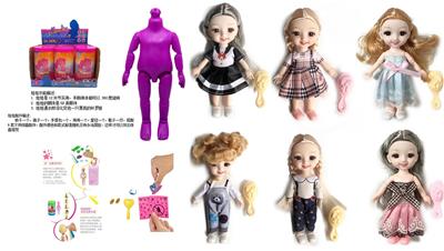 最新款浴盐娃娃6.5寸实身12关节6D真眼珠靓丽娃娃带6款不同惊喜配件6款6PC - OBL10430210