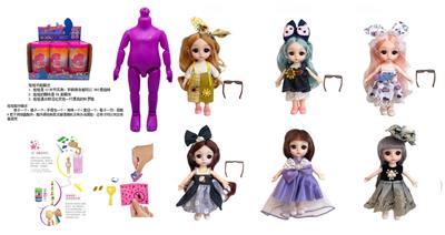 最新款浴盐娃娃6.5寸实身12关节6D真眼珠靓丽娃娃带6款不同惊喜配件6款6PC - OBL10430215