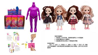 最新款浴盐娃娃6.5寸实身12关节6D真眼珠靓丽娃娃带6款不同惊喜配件4款6PC - OBL10430216