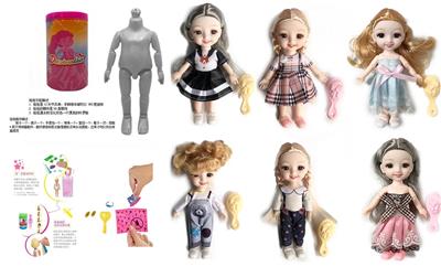 最新款浴盐娃娃6.5寸实身12关节6D真眼珠靓丽娃娃带6款不同惊喜配件 - OBL10430231