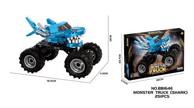 DIY益智拼装积木 回力怪兽鲨鱼大脚车251PCS(带避震器) - OBL10430280