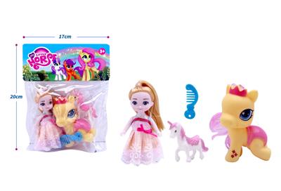 高档3.5寸美少女带搪胶马、塑料飞马、梳子配件（多色混装） - OBL10432871