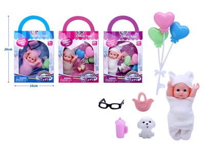 新款5寸睡娃带气球、奶瓶、宠物狗、眼镜、手提包配件 - OBL10432879