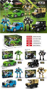 益智城市积木多向回力变形兰博基尼/奔驰G63/劳斯莱斯库里南/乌尼莫克U4023系列（194-205PCS）  4款混装 - OBL10433228