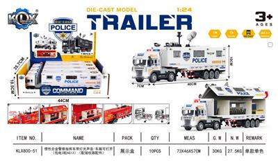 惯性合金警察指挥车带灯光声音/车厢可打开     （包电3粒AG13）（配接收器配件） - OBL10437809