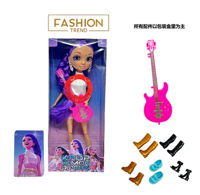 K-POP彩虹猎魔系列 1比1  带七彩灯光音乐12寸12关节实身真玻璃眼珠惊喜猎魔女团娃娃带耳环带一条吉他带金貂卡片一张 - OBL10441901