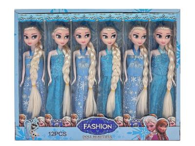 11寸实身长发冰雪公主穿鞋12PCS - OBL10443098