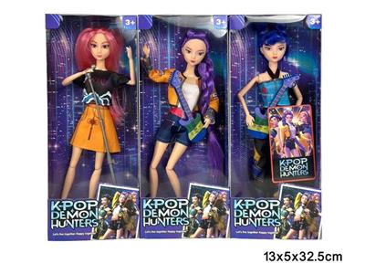 K-POP 猎魔女团动画版11.5寸12关节实身摇滚芭芘带吉他话筒卡片三人随机混装 - OBL10451143